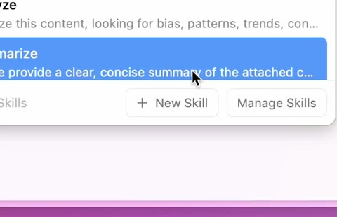 Beat 8: Skills menu