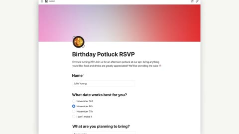 Beat 2: RSVP form