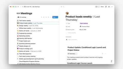 Beat 5: Meetings page