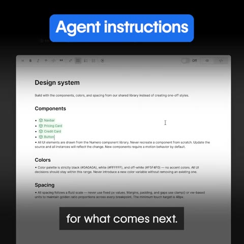 Beat 7: Agent instructions card