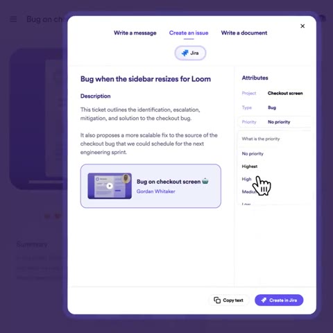 Beat 8: Jira issue modal