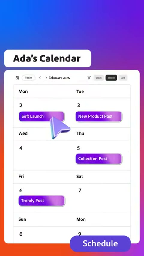 Beat 2: Calendar slides up