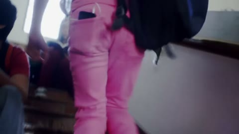 Beat 8: Pink jeans on stairs