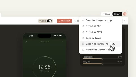 Beat 17: Export menu