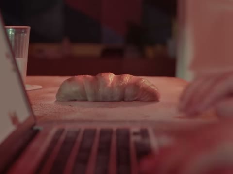 Beat 14: Kitchen at her laptop